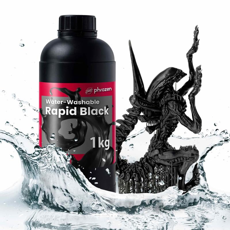 phrozen 3D Printer Water-Washable Rapid Black Resin, 405nm LCD UV-Curing Photopolymer Resin for High Precision Printing, Low Odor, Non-Brittle, Easy to Clean and Cure (1KG) - Image 2